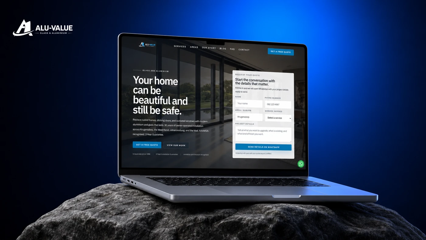 Alu-Value Glass & Aluminium website built by KILO