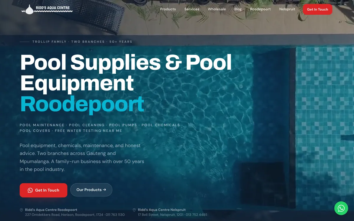 Ridd's Aqua Centre live site preview